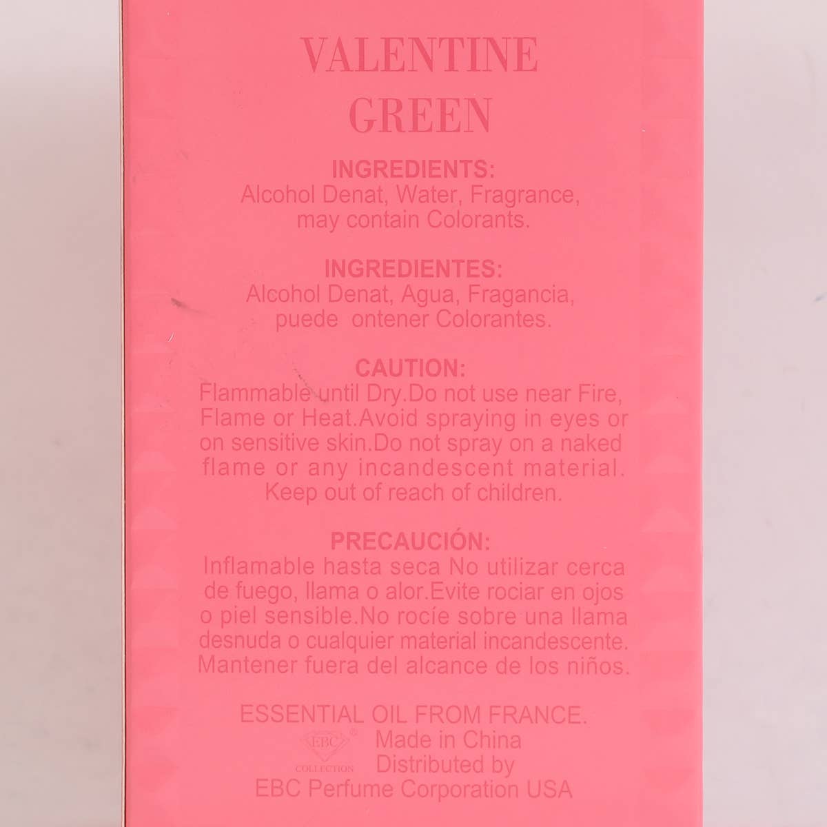 Valentine Pink: Feminine, fresh scent. 100ml EDT.